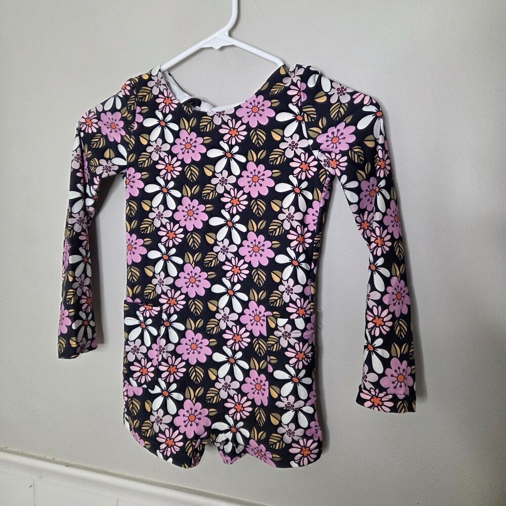 REMIE GIRL Purple Floral Long Sleeve Rash Guard Swim Suit